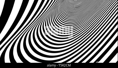 Optical illusion lines background. Abstract 3d black and white illusions. Conceptual design of optical illusion vector. EPS 10 Vector illustration Stock Vector