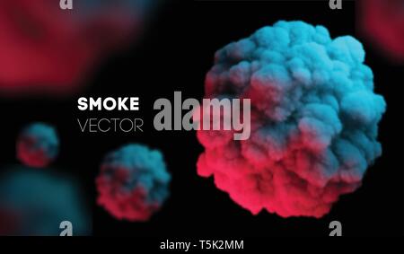 Light colorful smoke. Vector background EPS 10. Mist and smog. Backdrop scent fog and realistic smoke. Pink dust explosion, steam pink cosmic color Stock Vector