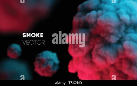 Light colorful smoke. Vector background EPS 10. Mist and smog. Backdrop scent fog and realistic smoke. Pink dust explosion, steam pink cosmic color Stock Vector