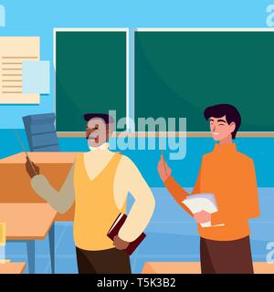 teachers couple in the classroom characters vector illustration design Stock Vector