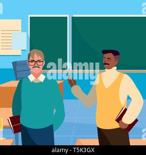 teachers couple in the classroom characters vector illustration design Stock Vector