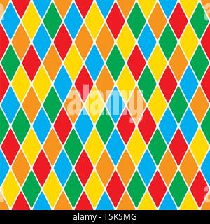 Harlequin's polychromatic mosaic bright cheerful seamless pattern. Stock Vector
