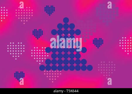 Colorful vector template christmas tree logo. Creative concept. Color harmony background with hearts. Stock Vector
