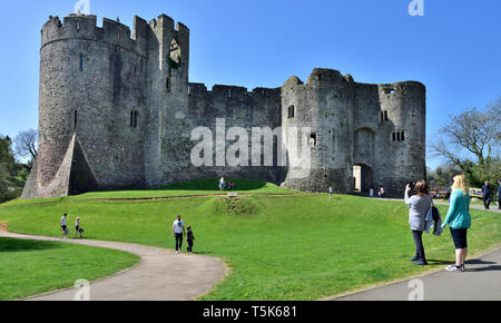 Chepstow Castle dating from the 11th century, Wales Stock Photo