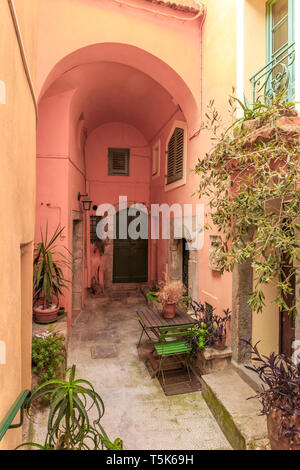 France, Alpes Maritimes, Roquebrune Cap Martin, street in the old village // France, Alpes-Maritimes (06), Roquebrune-Cap-Martin, ruelle dans le vieux Stock Photo