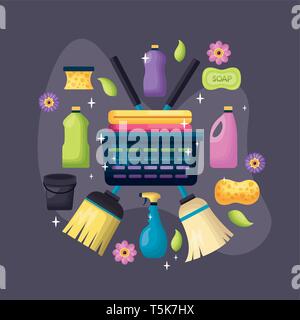 spring cleaning tools Stock Vector