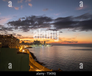 Sun setting over the Malecon, Havana, Cuba Stock Photo