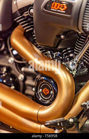 BELGRADE, SERBIA - MARCH 23, 2019: Detail of Harley Davidson store in Belgrade, Serbia. It  is an American motorcycle manufacturer, founded in 1903 Stock Photo