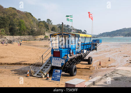 The sea tractor which carries passengers from the beach at South Sands to the ferry to Salcombe in South Hams, Devon, UK Stock Photo