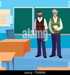 teachers couple in the classroom characters vector illustration design Stock Vector