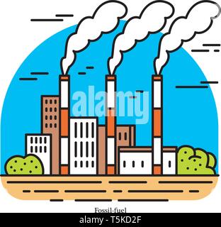 thermal ecological power station icon vector outline illustration Stock ...