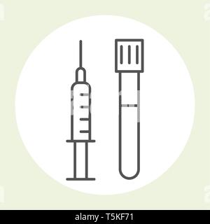 Syringe and test-tube icon - medical and beauty injections symbol Stock Vector