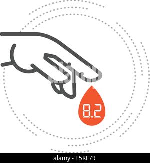 World Diabetes Day icon - finger and blood drop, sugar test Stock Vector