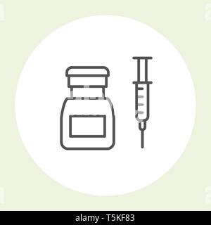 Medicine vial and syringe icon - botox injections and vaccination concept Stock Vector