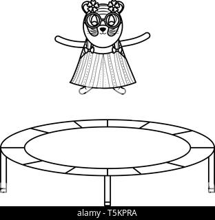 cute female tiger in slastic trampoline vector illustration design Stock Vector