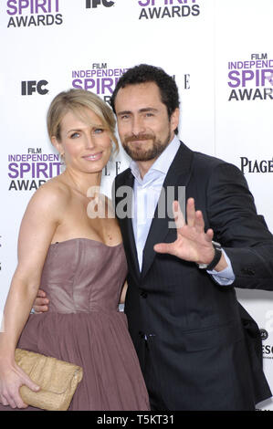 Feb. 25, 2012 - Hollywood, California, U.S. - Stefanie Sherk and Demian Bichir during the 2012 FILM INDEPENDENT SPIRIT AWARDS, held on the beach at Santa Monica, California, on February 25, 2012.(Credit Image: © Michael Germana/Globe Photos/ZUMAPRESS.com) Stock Photo