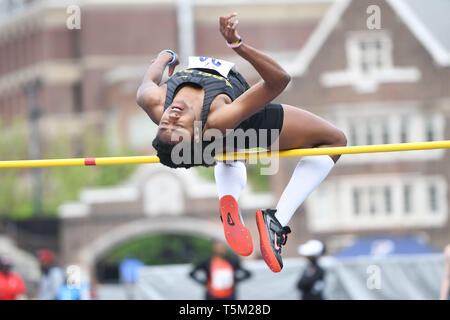 Philadelphia, Pennsylvania, USA. 25th Apr, 2019. VICTORIA MAJOR,(23) in a action during the college women's high jump at the Penn Relays held at Franklin Field in Philadelphia Pa Credit: Ricky Fitchett/ZUMA Wire/Ģ����ý Live News Stock Photo
