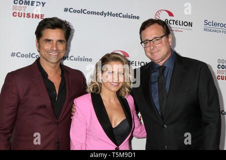 Beverly Hills, CA. 25th Apr, 2019. John Stamos, Candace Cameron Bure, Bob Saget at arrivals for Scleroderma Research Foundation Cool Comedy Hot Cuisine Benefit Gala, Four Seasons Hotel Los Angeles At Beverly Hills, Beverly Hills, CA April 25, 2019. Credit: Priscilla Grant/Everett Collection/Alamy Live News Stock Photo