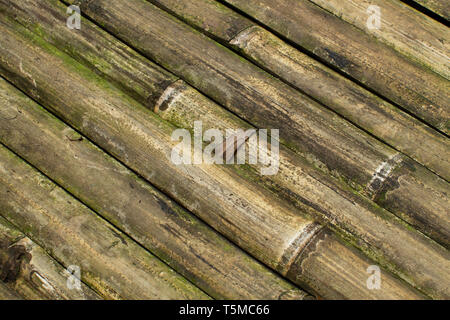Old bamboo table close-up shot Stock Photo