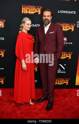 'Hellboy' special screening, New York, USA - 09 Apr 2019 - Alison Sudol and David Harbour Stock Photo