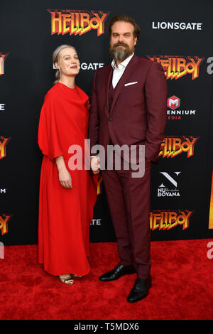 'Hellboy' special screening, New York, USA - 09 Apr 2019 - Alison Sudol and David Harbour Stock Photo