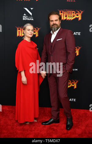 'Hellboy' special screening, New York, USA - 09 Apr 2019 - Alison Sudol and David Harbour Stock Photo