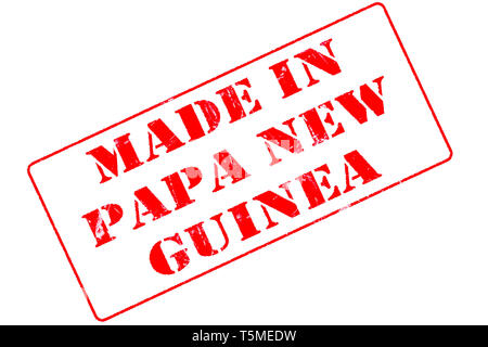 Rubber stamp with red ink on white background concept reading Made In Papa New Guinea Stock Photo