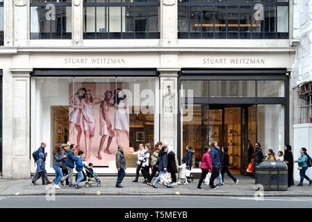 Exterior of the Stuart Weitzman shoe store on Regents Street  Central London England UK