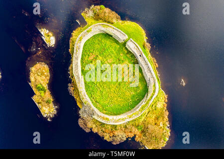 Aerial view of Doon Fort by Portnoo - County Donegal - Ireland. Stock Photo
