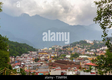 Aerial view of downtown SaPa Vietnam, Asia Stock Photo