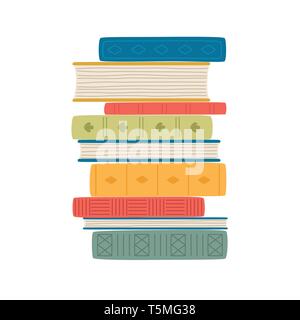 Stack of colorful books isolated on white Stock Vector