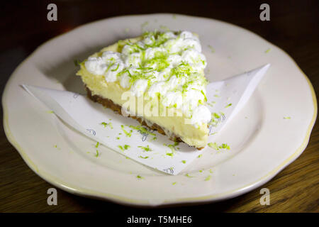 Key Lime Pie served in Charleston, South Carolina, USA. The dessert is popular is South Carolina. Stock Photo