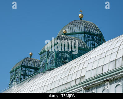 The Royal Greenhouses at Laeken, home of the Belgian royal family, composed of a complex of a number of greenhouses including the Congo Greenhouse. Stock Photo