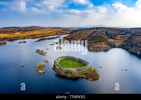 Aerial view of Doon Fort by Portnoo - County Donegal - Ireland. Stock Photo