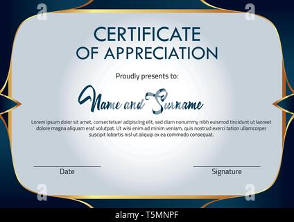 Vector certificate template. Illustration Certificate In A4 Size Pattern Stock Vector