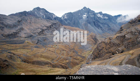 Yungas road, death road in Bolivia. Andes mountain. Stock Photo