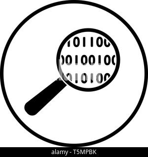 Data Analysing Icon. Thin Circle Stencil Design. Vector Illustration. Stock Vector
