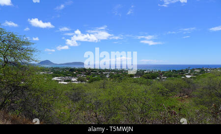 View on Kailua from Diamond Head in Hawaii Stock Photo