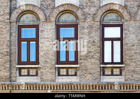 Facade ornaments on a 19th century building in Sopron, Hungary Stock Photo