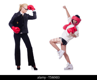 Pair in funny boxing concept Stock Photo