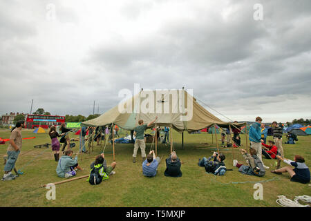 Climate Camp protesters set up camp on Blackheath to highlight climate change. London. 26/08/2009 Stock Photo