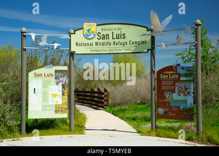 Visitor Center entrance arch, San Luis National Wildlife Refuge, California Stock Photo