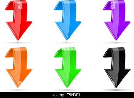 Colored down 3d buttons Stock Vector