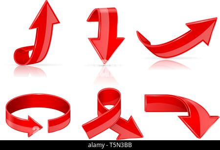 Arrows. Red shiny signs Stock Vector