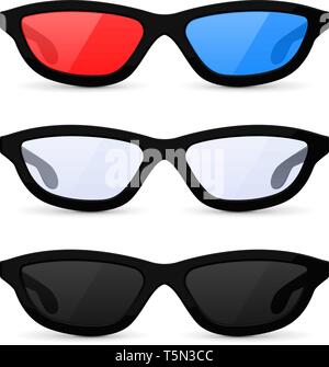Glasses set. Sunglasses and 3d movie theater glasses Stock Vector