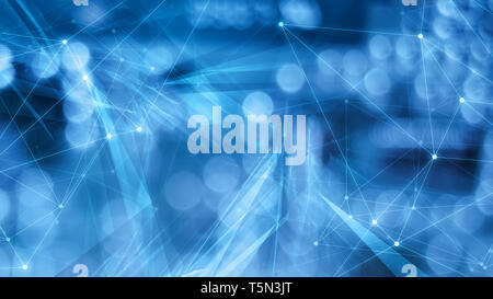 International bank connections, circles and graphic, creative many triangle shapes, defocused abstract background. triangles chaos template Stock Photo