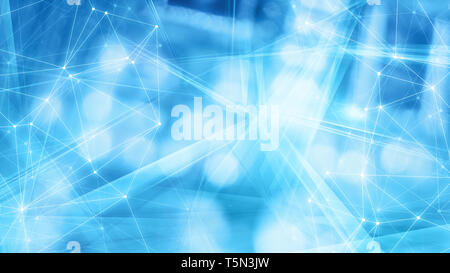 Global cyberspace cyber attack points connections, many transparent triangles shapes geometrical modern template Stock Photo