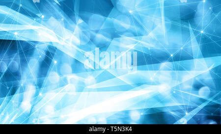 Globe cyber future cyberattack points connections, many transparent triangles shapes composition Stock Photo