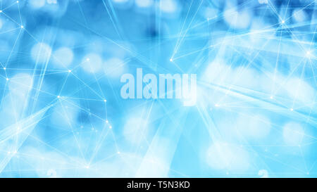 Blurred blue soft background, geometrical triangles chaos abstraction, creative triangular shapes Stock Photo