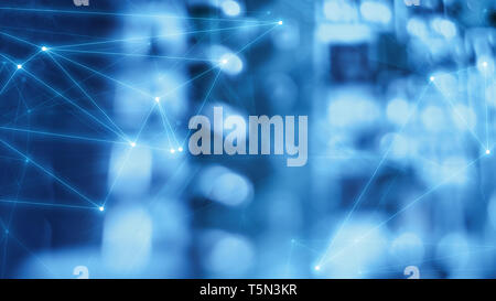 Global digital world globalization technology, geometric lines connected Stock Photo
